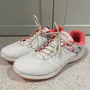 SKECHERS GOGOLF Women's White and Coral Athletic Shoes Size 9.5